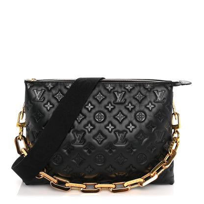 Louis Vuitton Lambskin Embossed Monogram Coussin MM Black 1 of 8