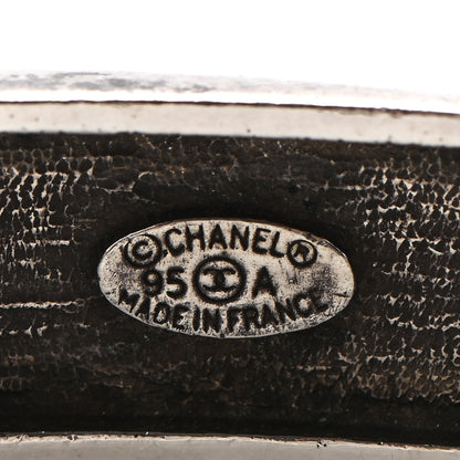 Chanel Metal Lambskin Name Plate Bracelet Black Silver 4 of 5