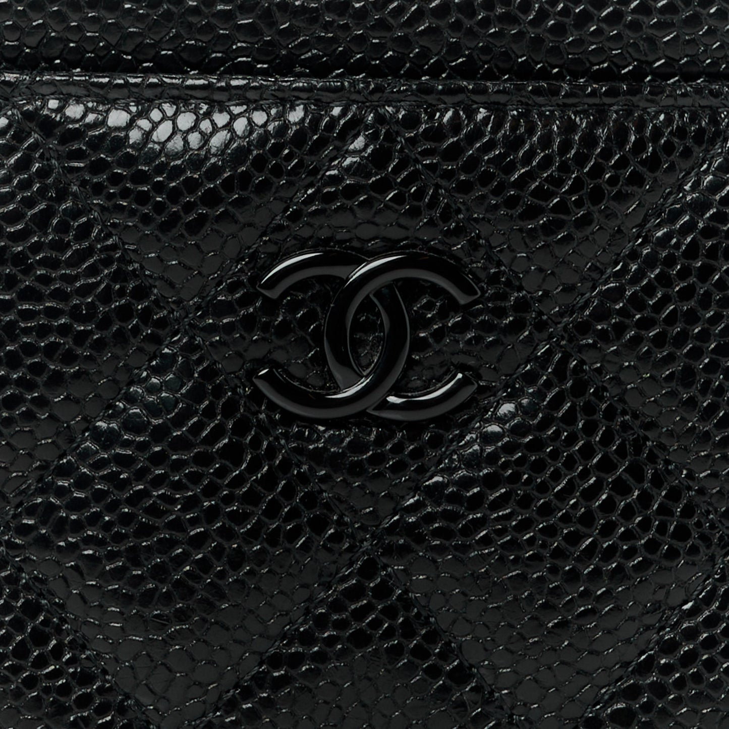 Caviar Quilted Card Holder Black