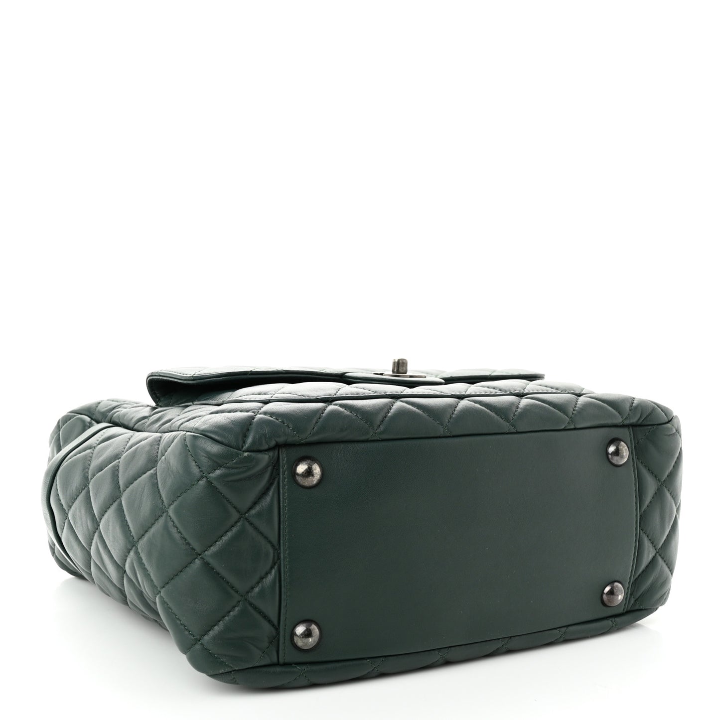 Lambskin Quilted Flap Hobo Dark Green