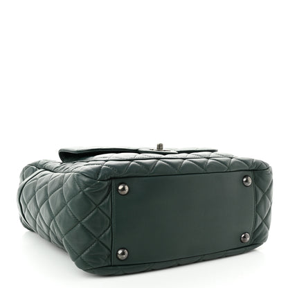 Chanel Lambskin Quilted Flap Hobo Dark Green 3 of 10