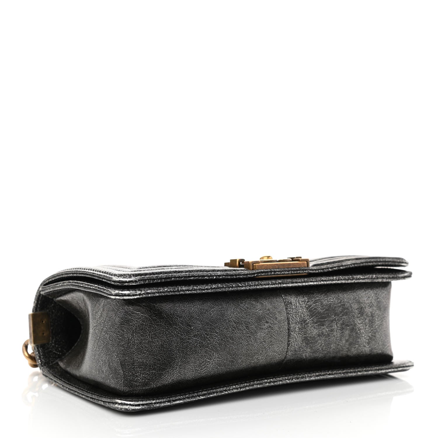 Chanel Cracked Metallic Calfskin Quilted Medium Boy Flap Dark Silver 4 of 12