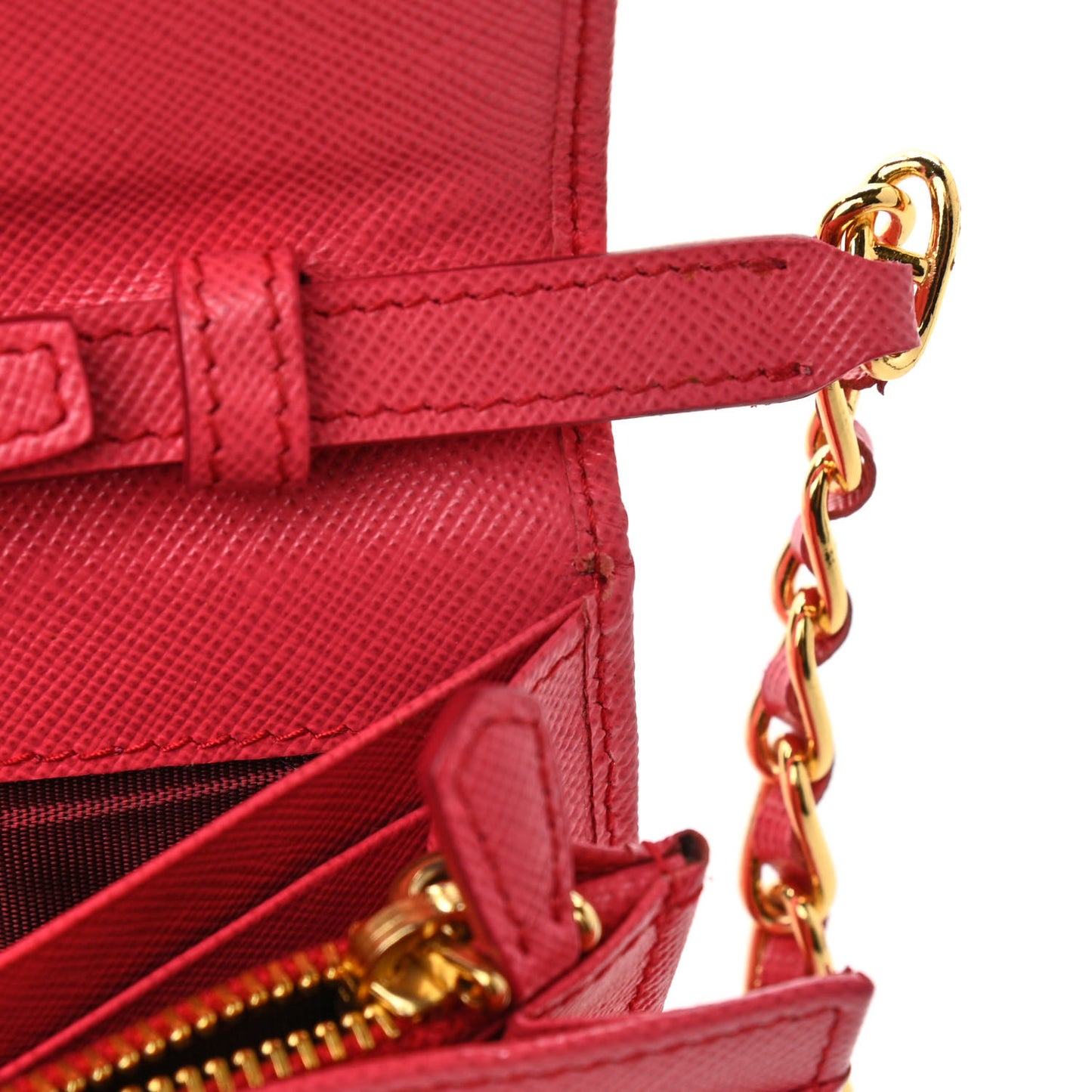 Saffiano Metal Oro Chain Wallet Peonia