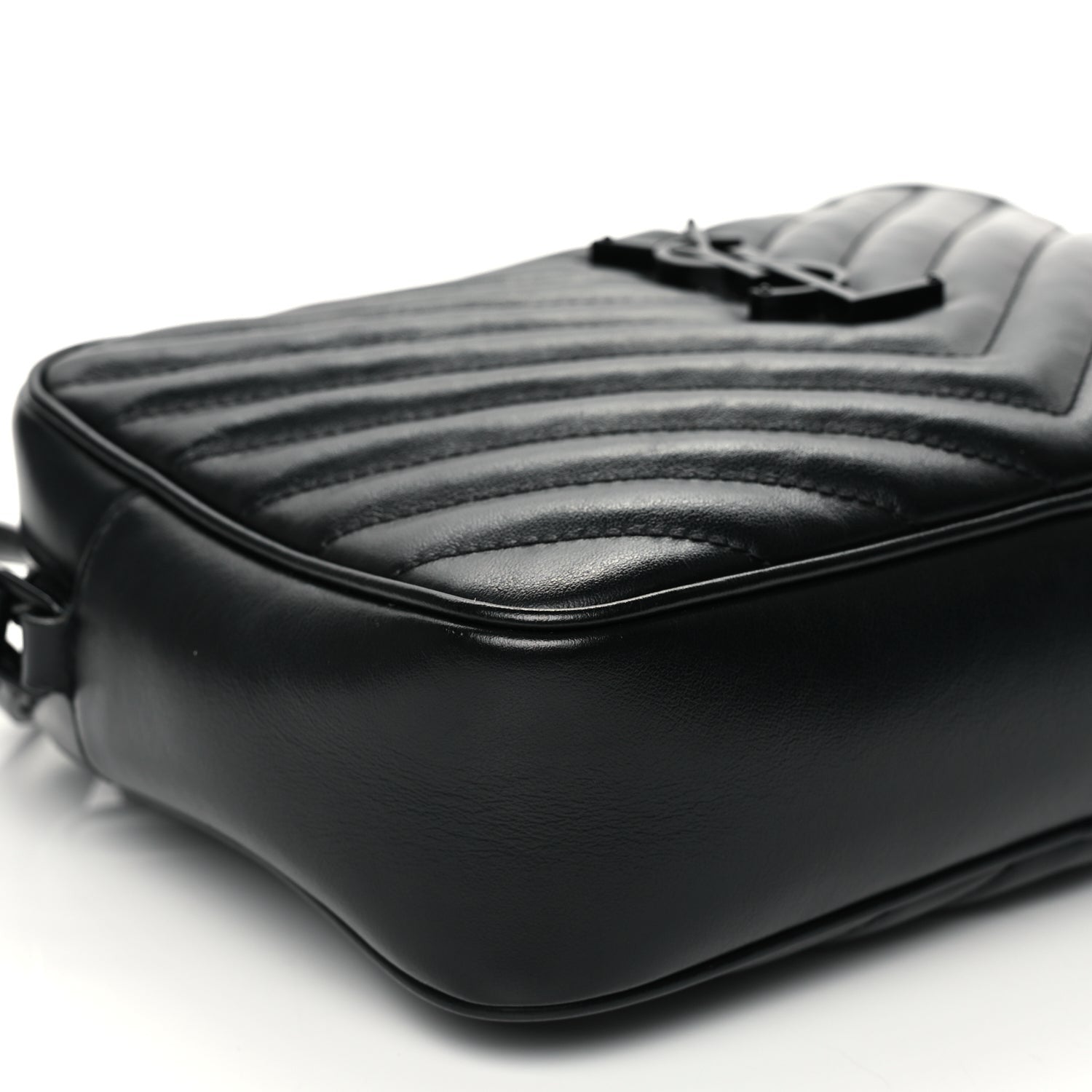 Saint Laurent Calfskin Matelasse Monogram Monochrome Lou Camera Bag Black 8 of 9