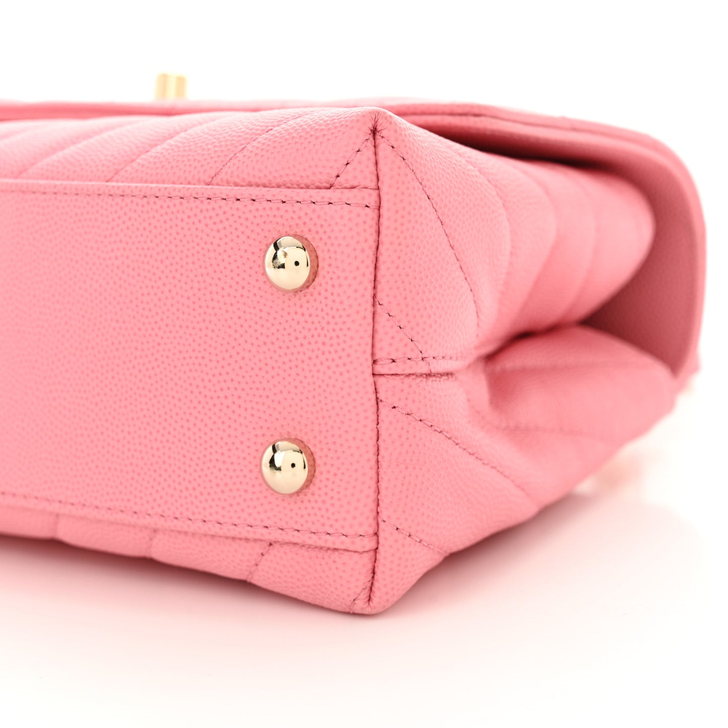 Caviar Chevron Quilted Mini Coco Handle Flap Pink