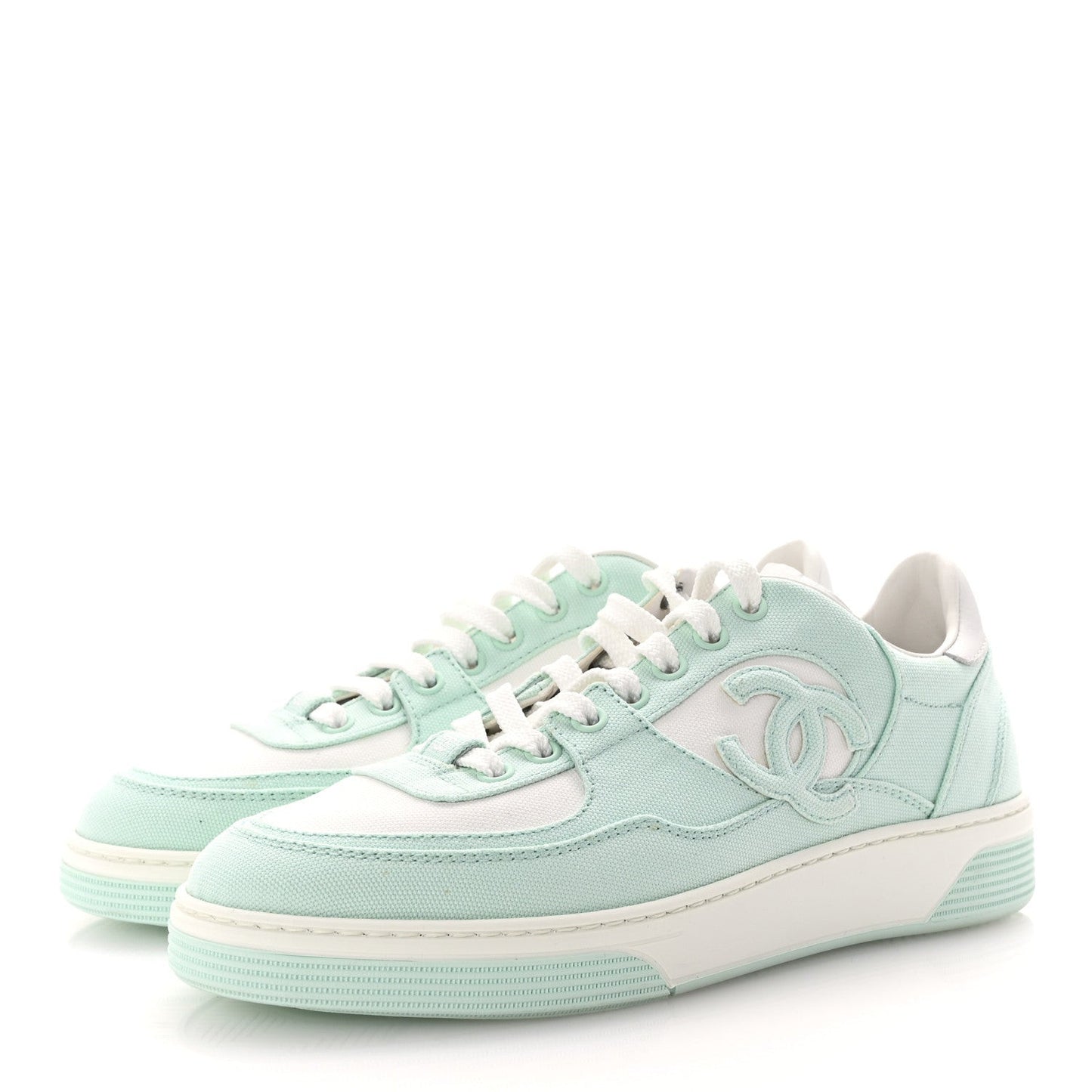 Cotton Sneakers  38.5 Light Turquoise White