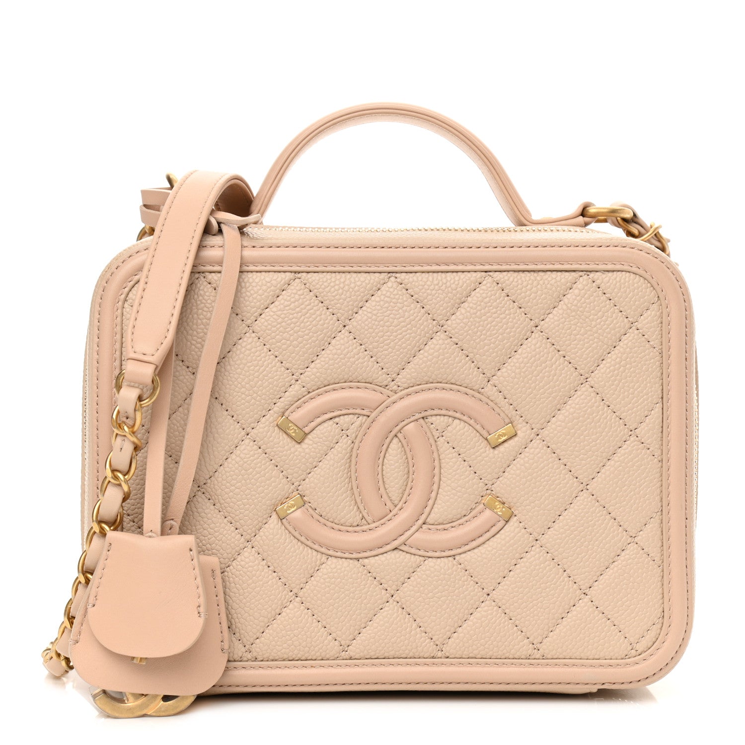 Chanel Caviar Quilted Medium CC Filigree Vanity Case Beige 1 of 13
