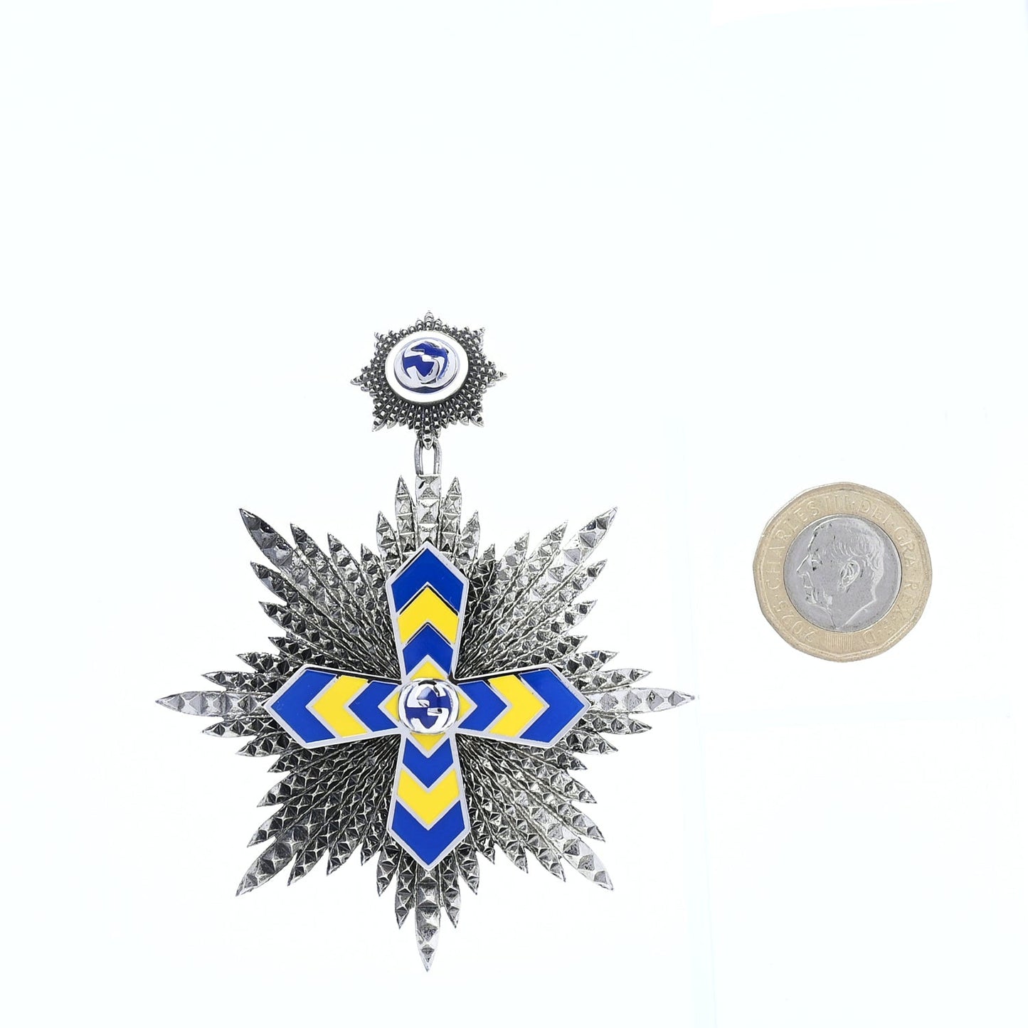 Enamel GG Cross Pin  Blue
