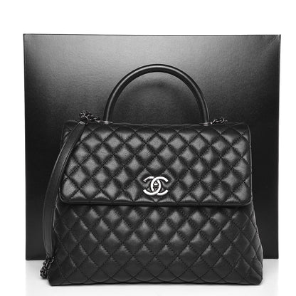 Chanel Caviar Quilted Large Coco Handle Flap Black 8 of 8