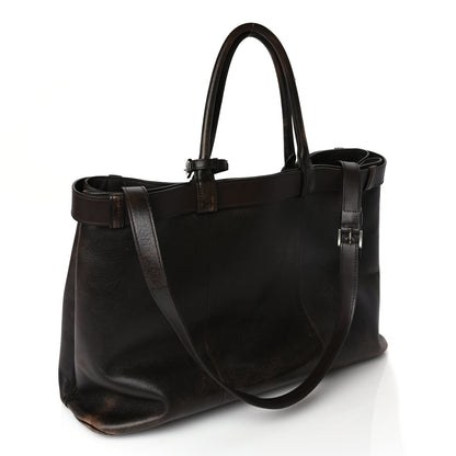 Prada Nappa Vintage Effect Large Buckle Bag With Belt Dark Brown 2 of 8
