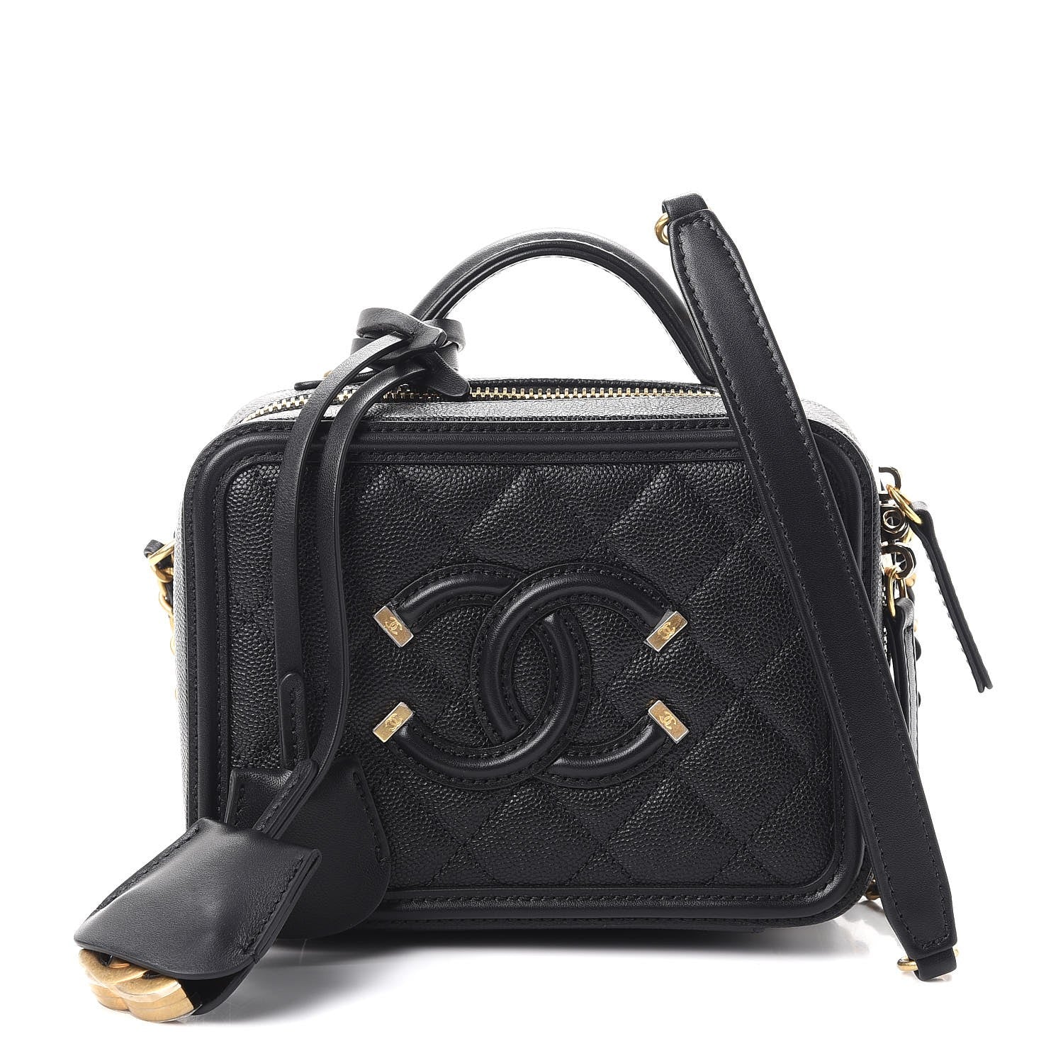 Chanel Caviar Quilted Small CC Filigree Vanity Case Black 1 of 9
