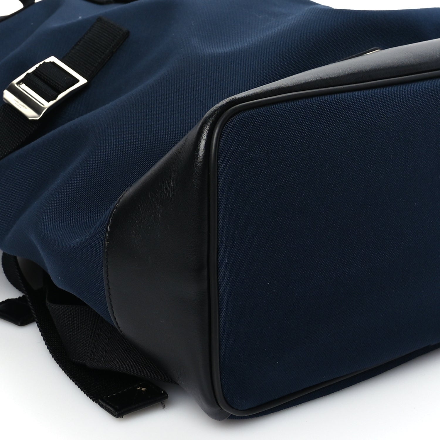 Saint Laurent Canvas Calfskin Rivington Race Convertible Backpack Black Navy 7 of 8