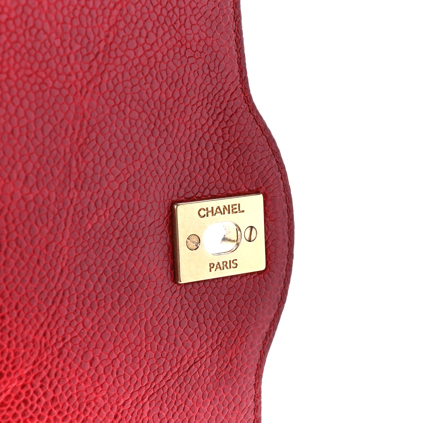 Crumpled Grained Calfskin Quilted Large Two Tone Flap Bag Red