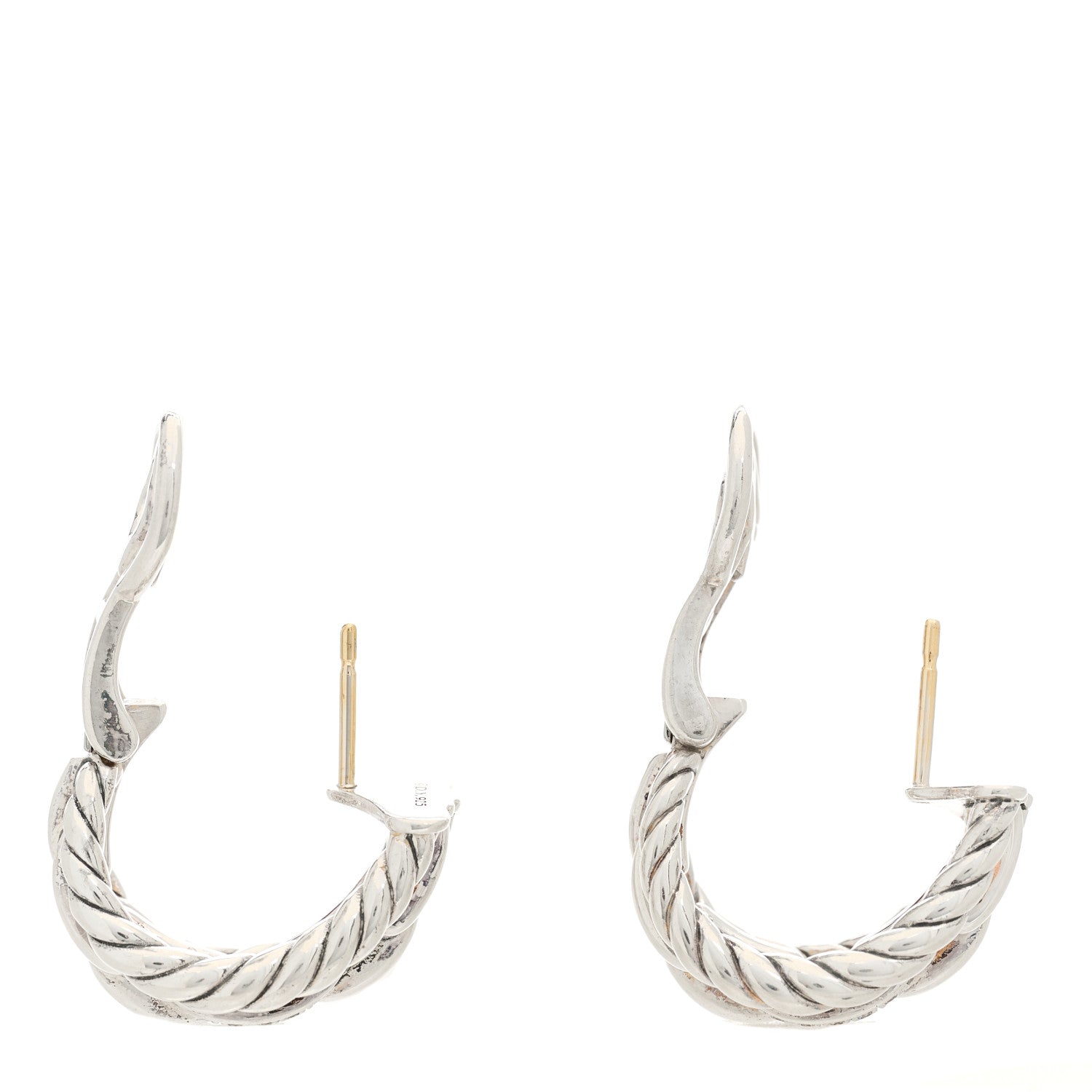 David Yurman Sterling Silver Diamond Wellesley Link Hoop Earrings 3 of 4