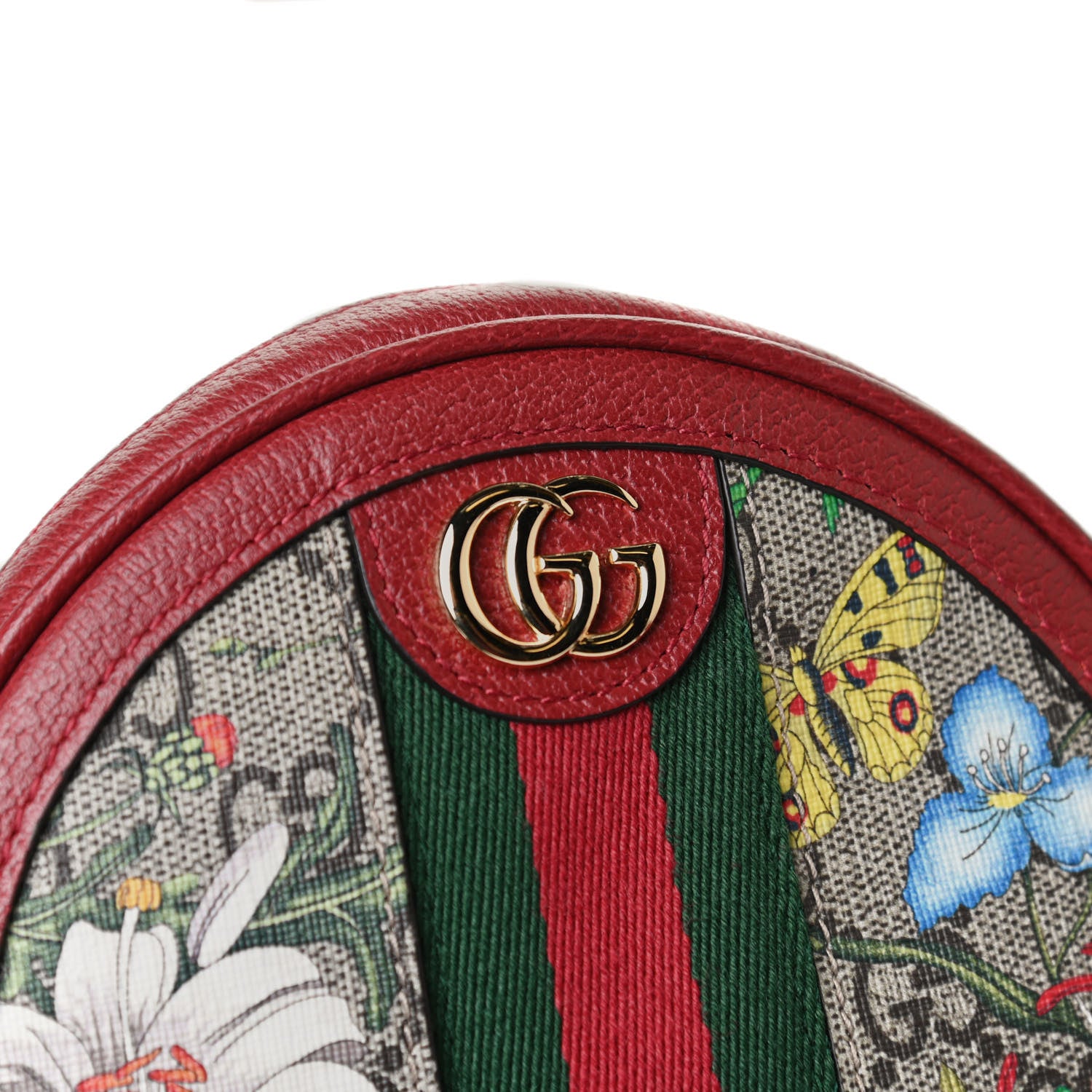 Gucci GG Supreme Monogram Web Flora Mini Ophidia Round Backpack Red 6 of 11