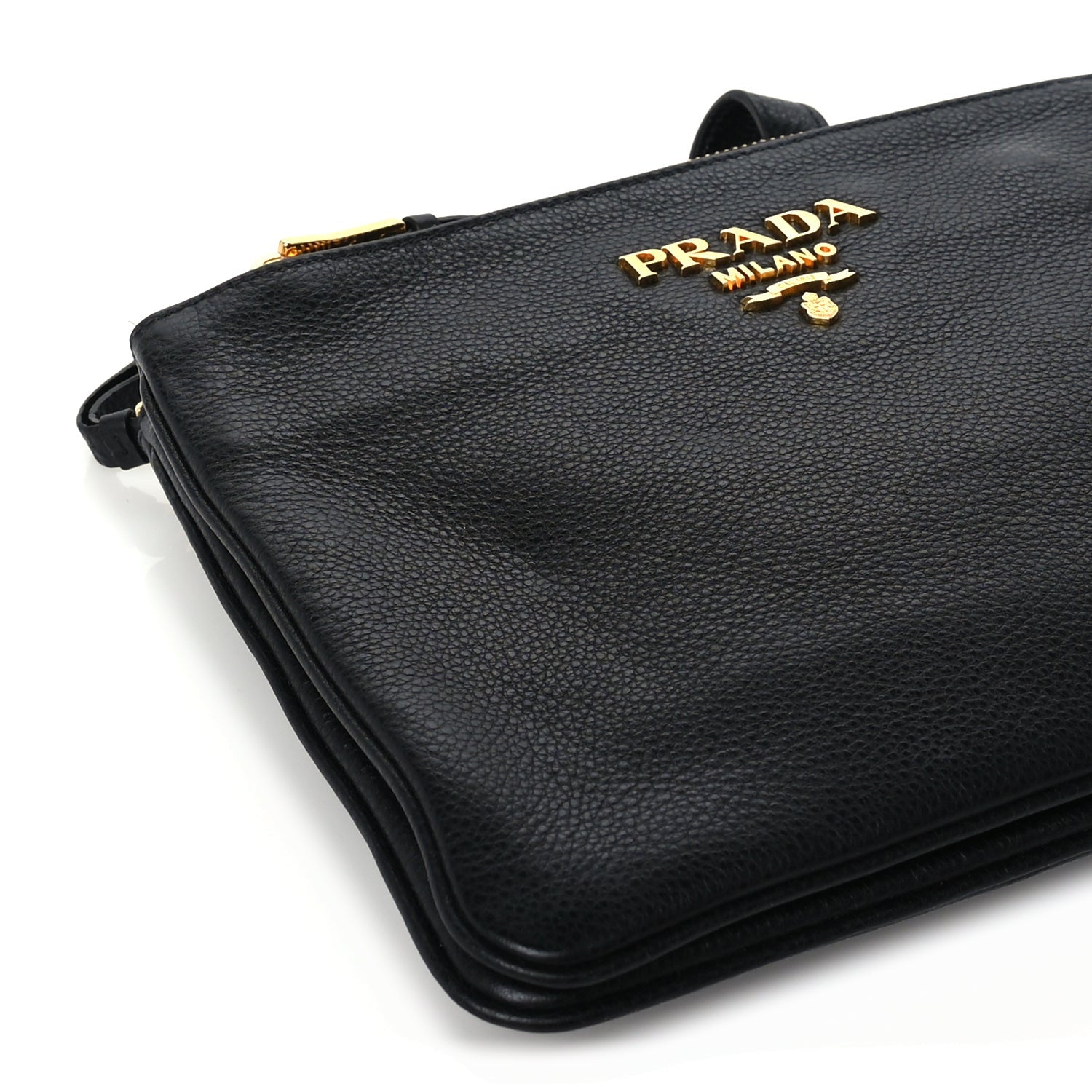 Prada Vitello Phenix Double Zip Crossbody Bag  Black 7 of 8
