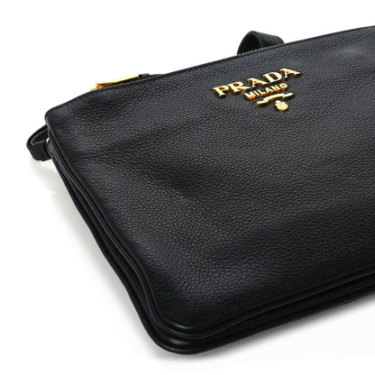 Prada Vitello Phenix Double Zip Crossbody Bag  Black 7 of 8
