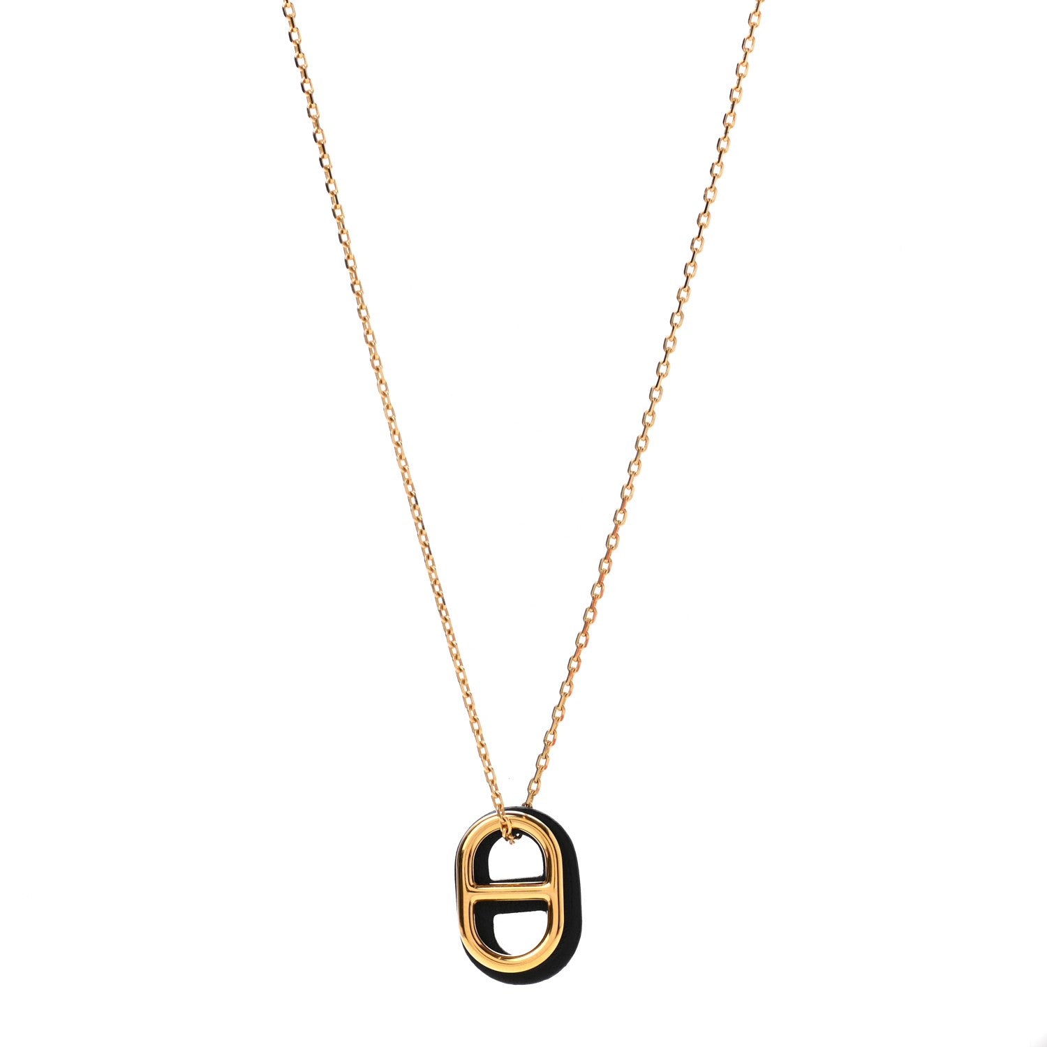 Hermes Swift O'Maillon Pendant Necklace Black 1 of 5