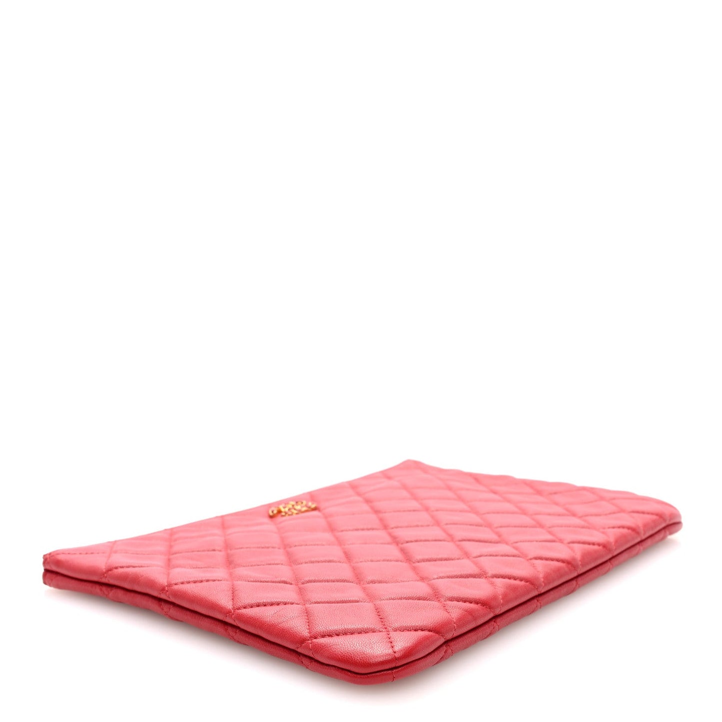 Lambskin Quilted 19 Medium Cosmetic Case Red