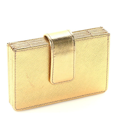Prada Saffiano Oro Gusseted Card Holder Platino 4 of 6