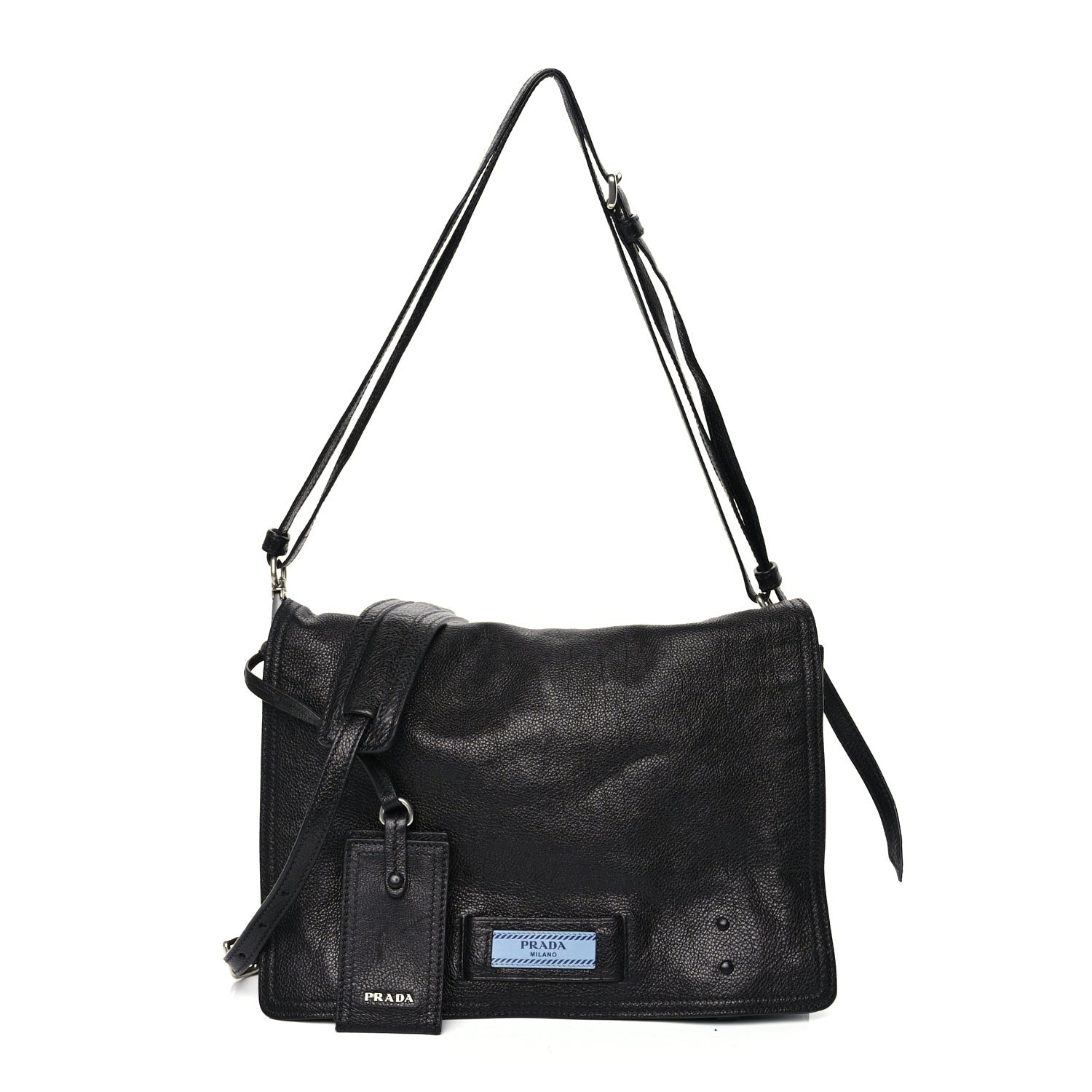 Prada Glace Calf Etiquette Flap Black Astrale 1 of 9