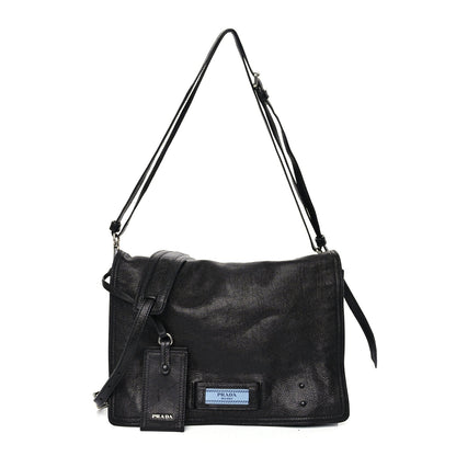 Prada Glace Calf Etiquette Flap Black Astrale 1 of 9