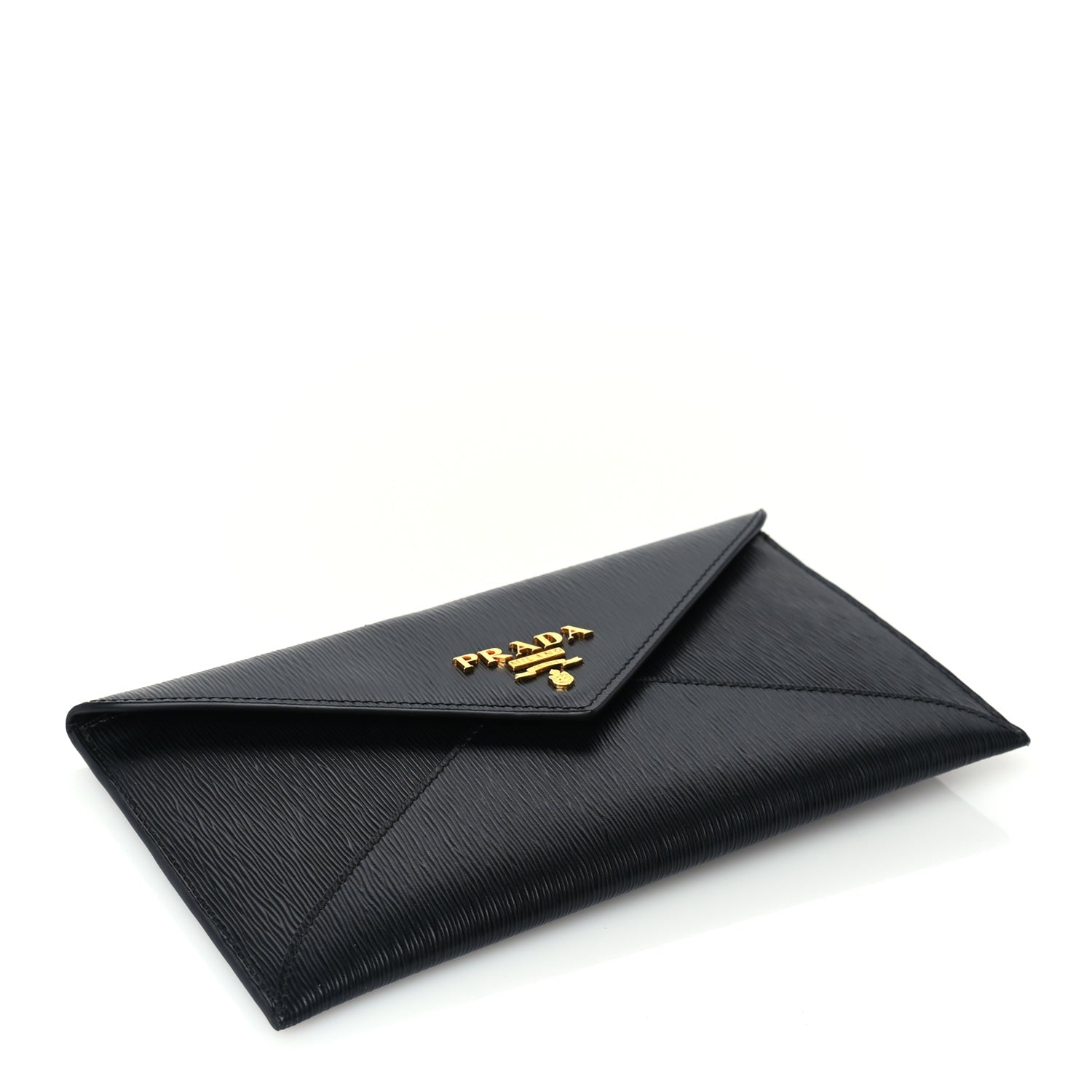 Prada Saffiano Metal Envelope Wallet Black 3 of 6