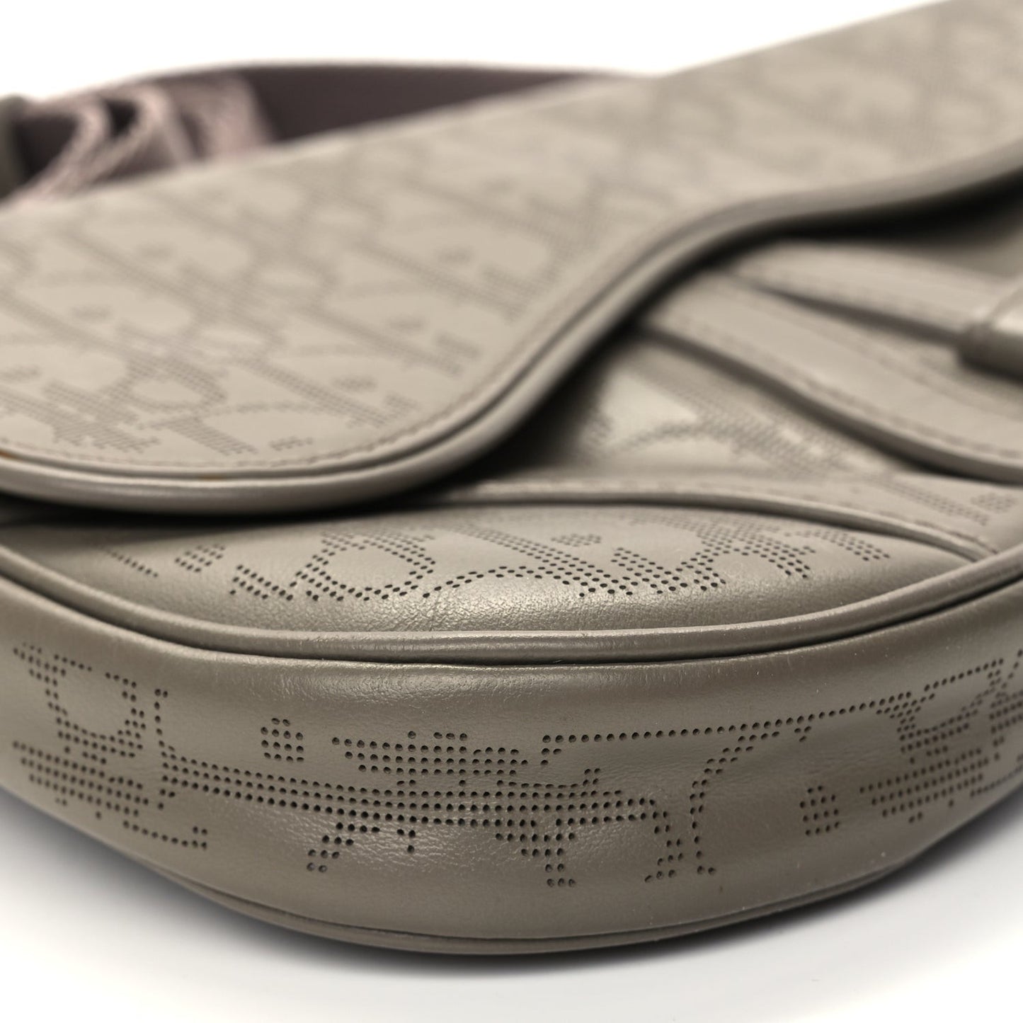 Calfskin Oblique Galaxy Perforated Mens Mini Saddle Bag Marron