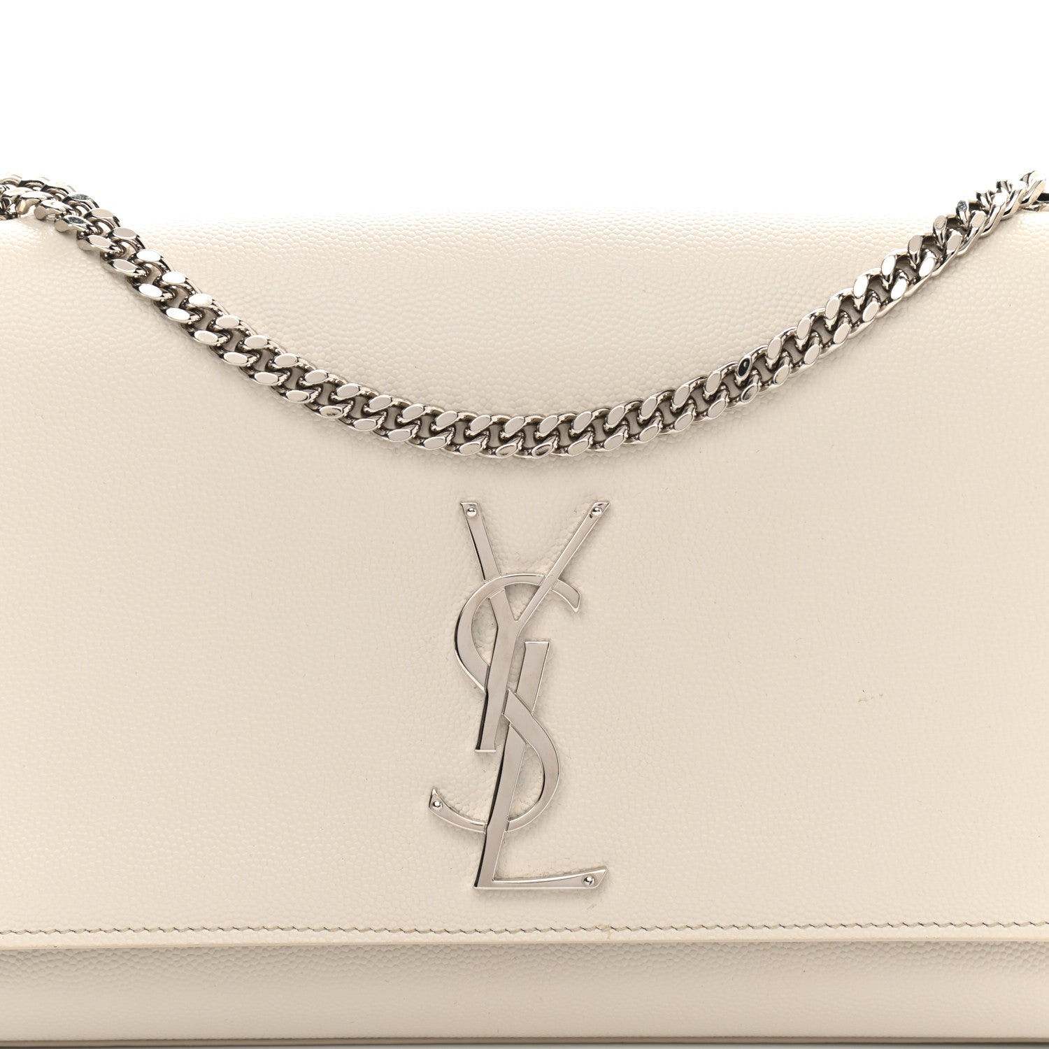 Saint Laurent Grain De Poudre Medium Classic Monogram Kate Satchel Icy White 8 of 13