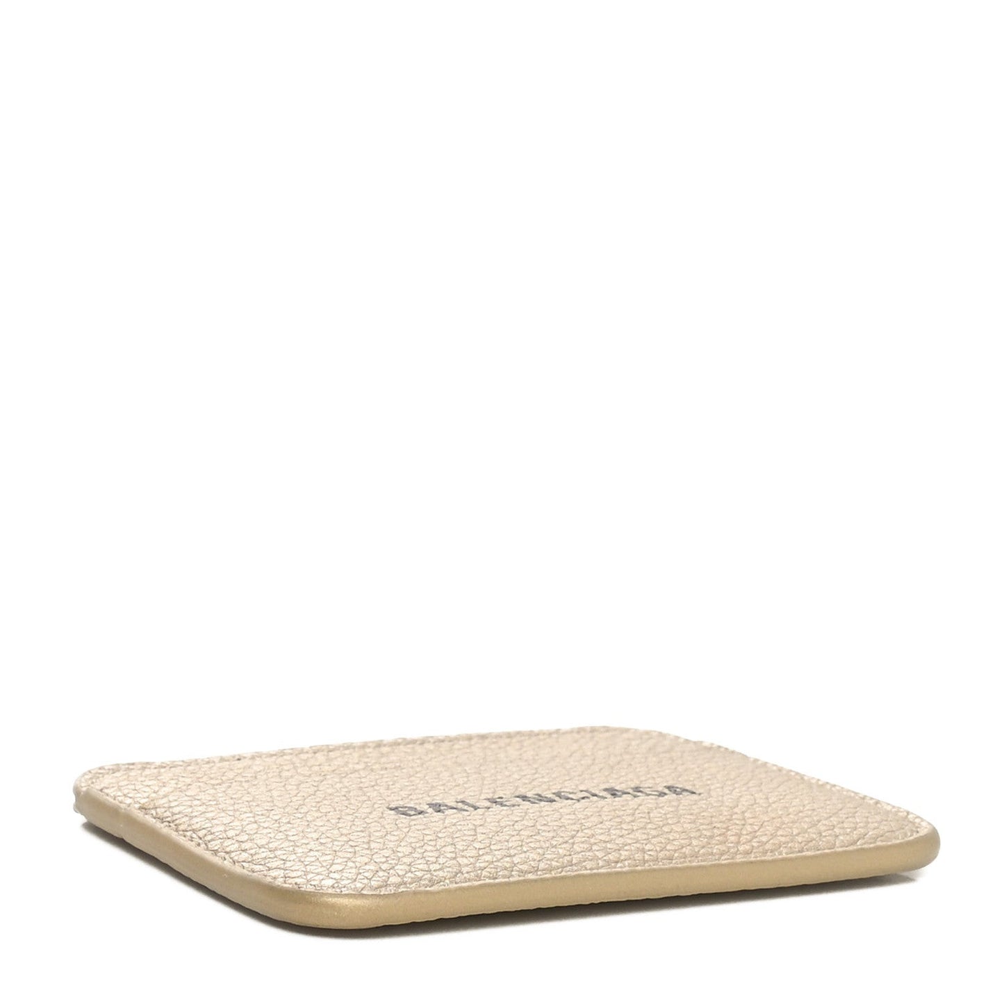 Grained Calfskin Logo Cash Rounded Card Holder Gold Black