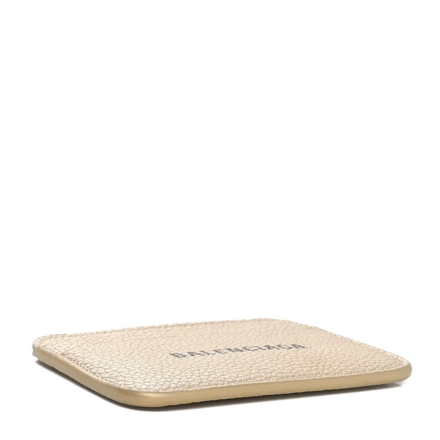 Balenciaga Grained Calfskin Logo Cash Rounded Card Holder Gold Black 4 of 7