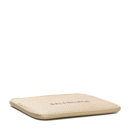 Balenciaga Grained Calfskin Logo Cash Rounded Card Holder Gold Black 4 of 7