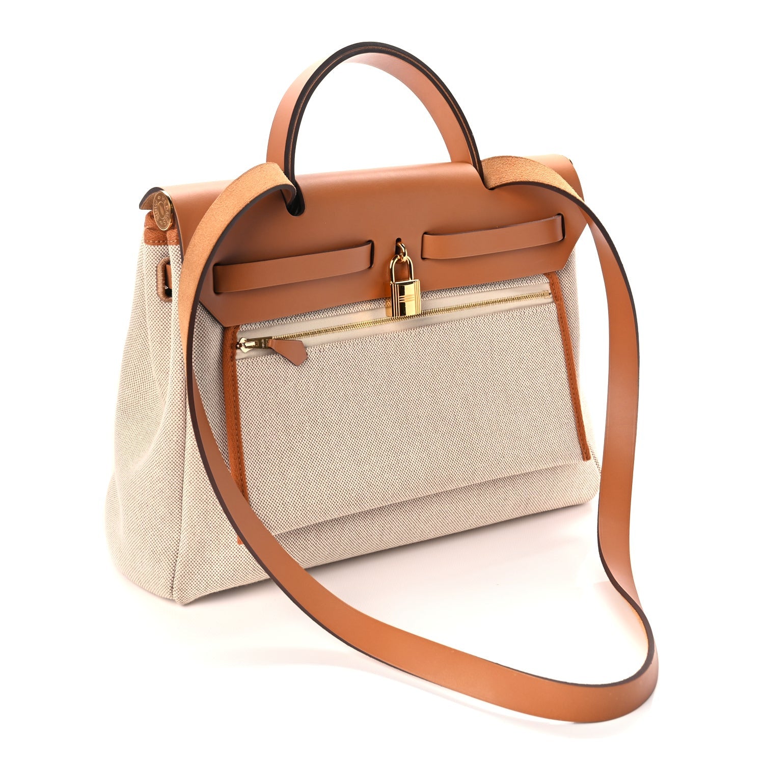 Hermes H Plume Canvas Vache Hunter Circuit 24 Herbag Zip Retourne 31 Orange Mecano Ecru Beige Naturel 3 of 10