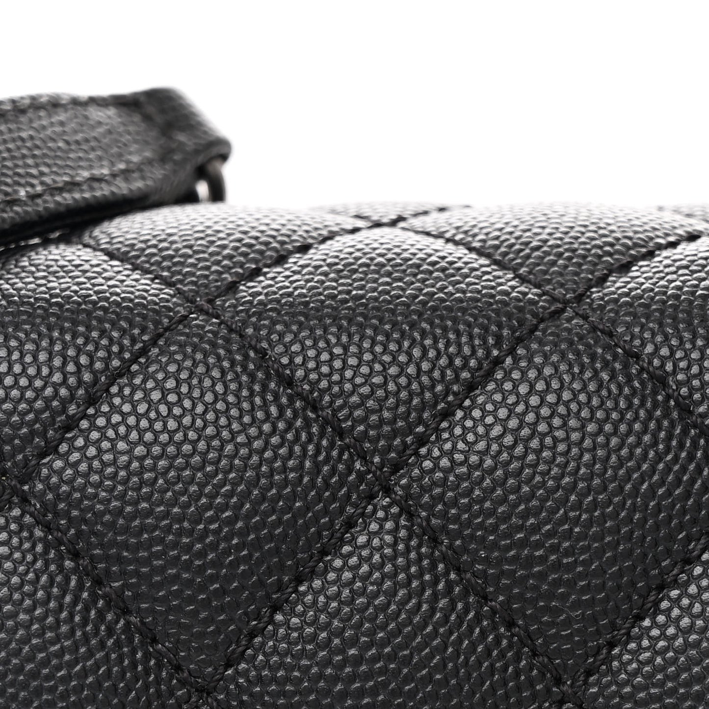 Caviar Lizard Embossed Quilted Mini Coco Handle Flap Black