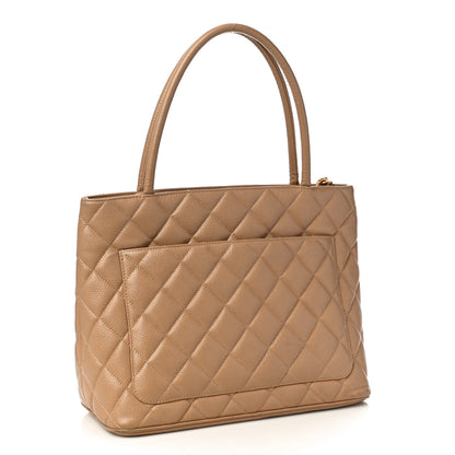 Chanel Caviar Quilted Medallion Tote Beige 3 of 10