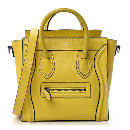 Celine Drummed Calfskin Nano Luggage  Citron 1 of 8