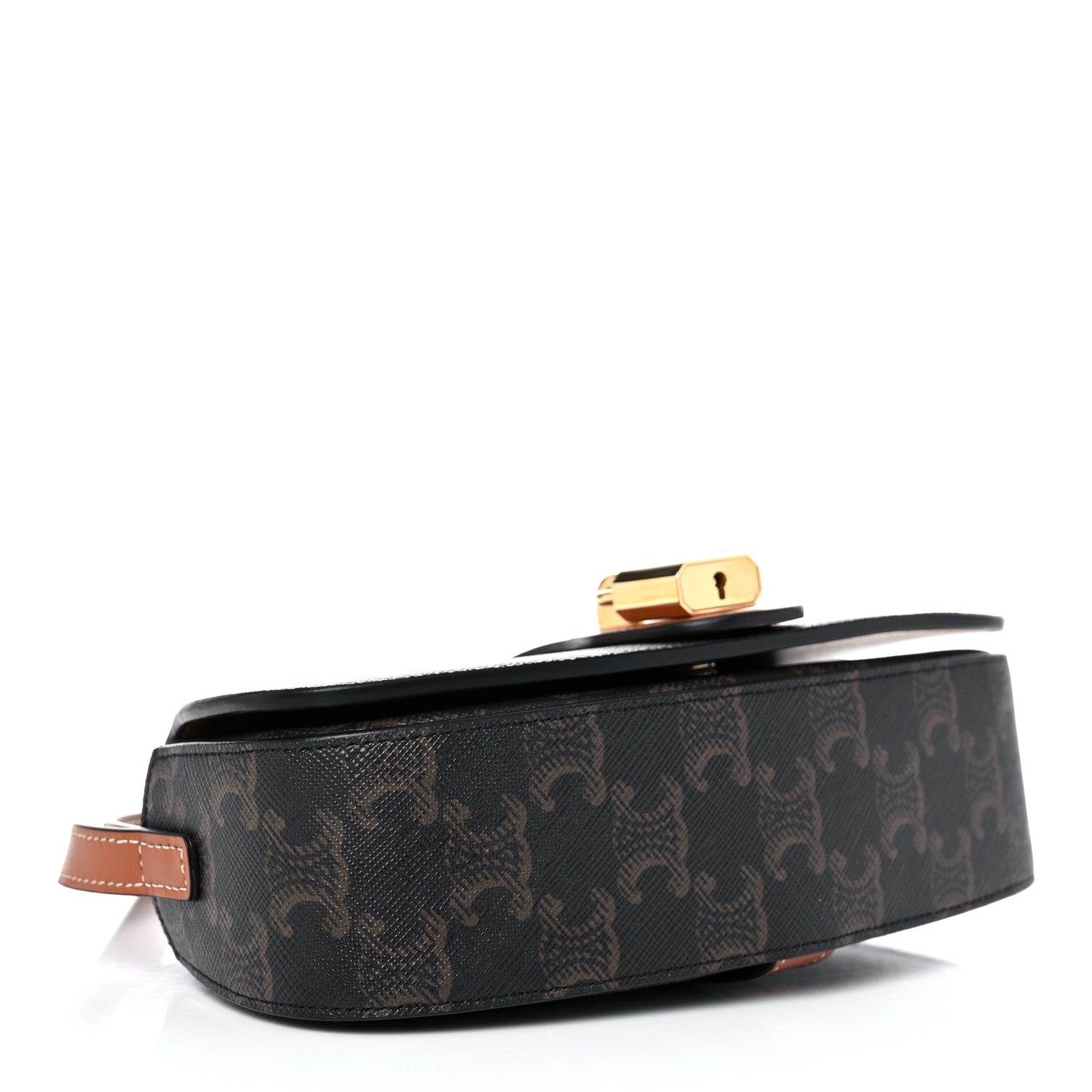 Celine Triomphe Canvas Calfskin Tabou Clutch on Strap Tan 4 of 8