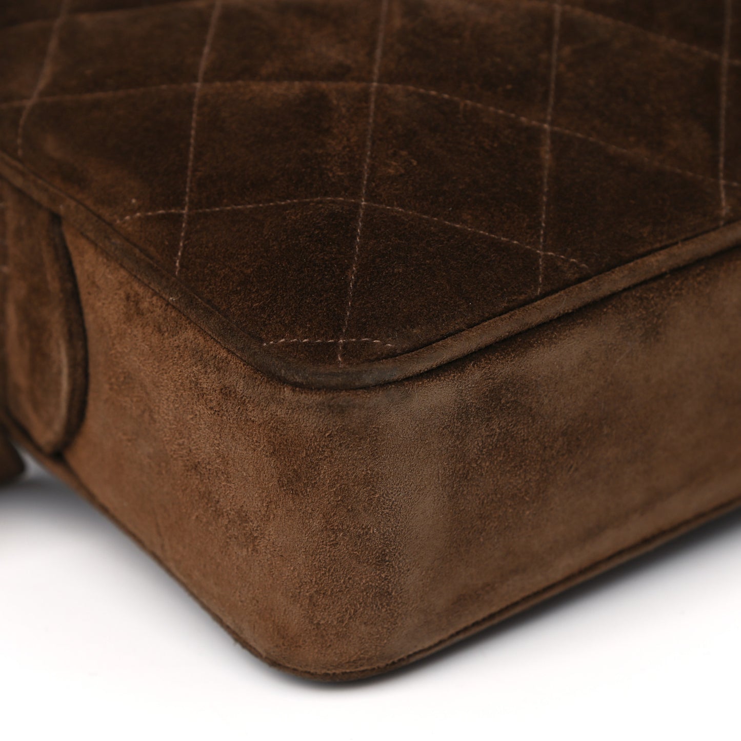 Suede Quilted Shoulder Bag Brown