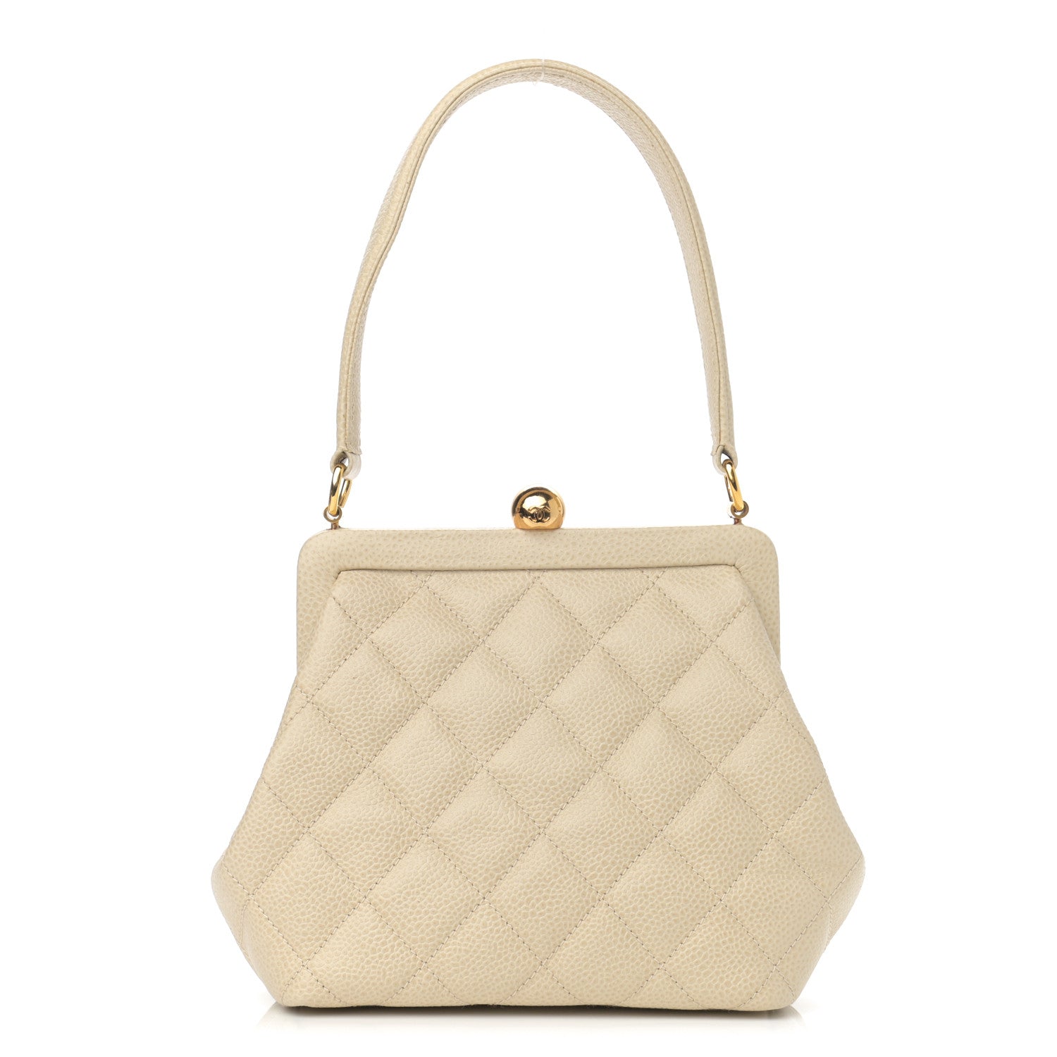 Chanel Caviar Quilted Frame Evening Bag Beige 1 of 14