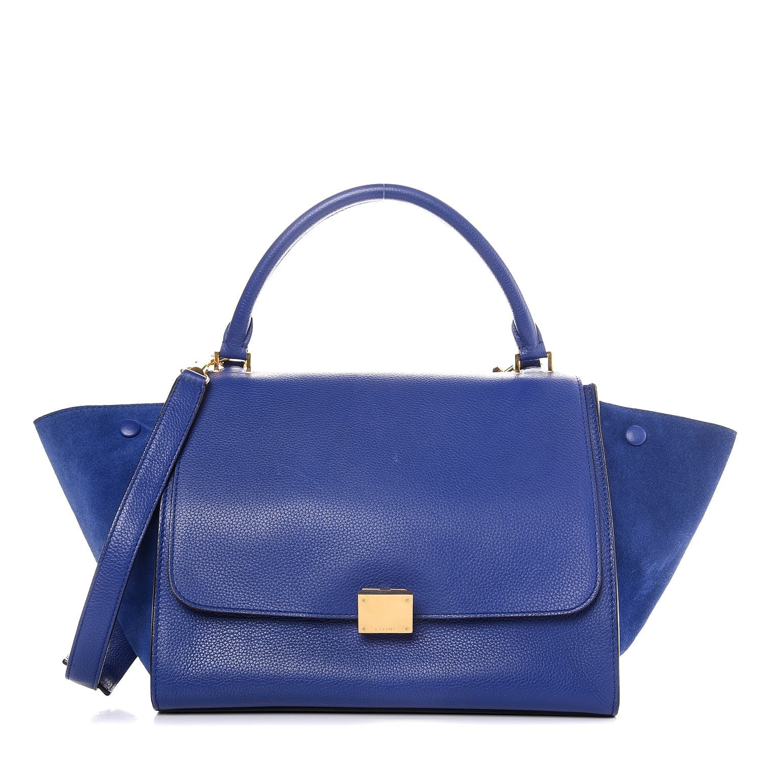 Celine Drummed Calfskin Suede Medium Trapeze Indigo 1 of 12