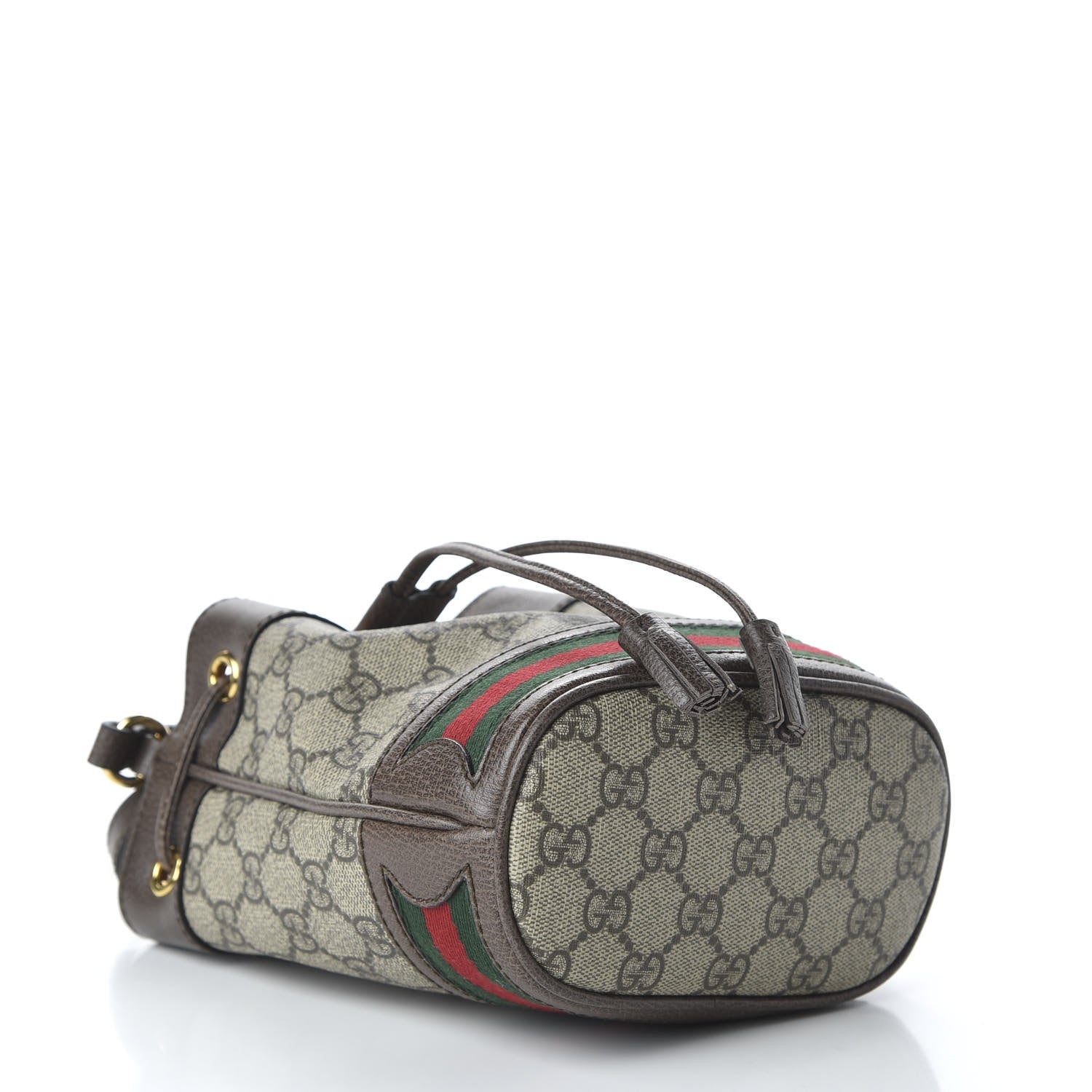 Gucci GG Supreme Monogram Web Mini Ophidia Bucket Bag Brown 4 of 10