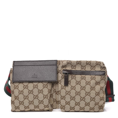 Gucci GG Monogram Double Pocket Belt Bag Dark Brown 1 of 10