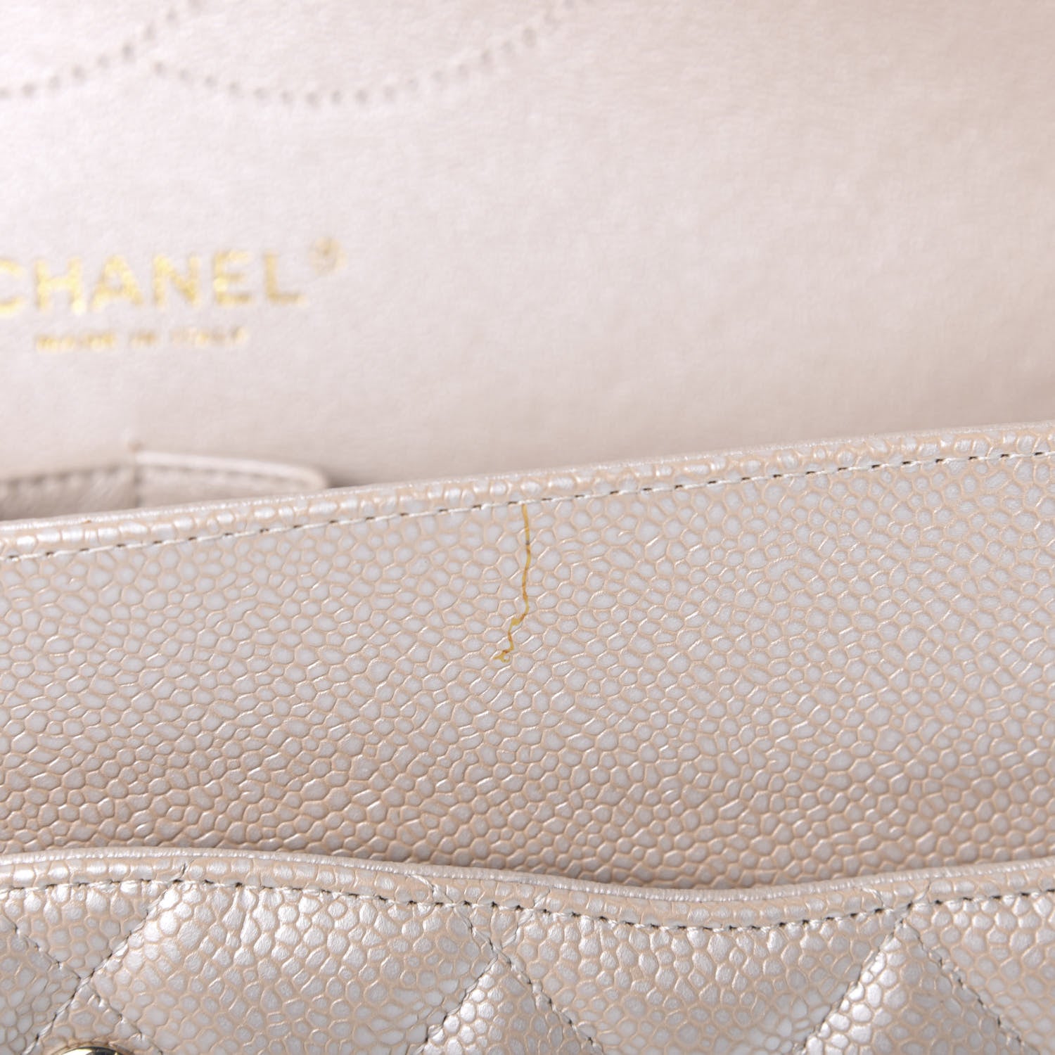 Chanel Pearly Caviar Quilted Jumbo Double Flap Light Beige 7 of 11