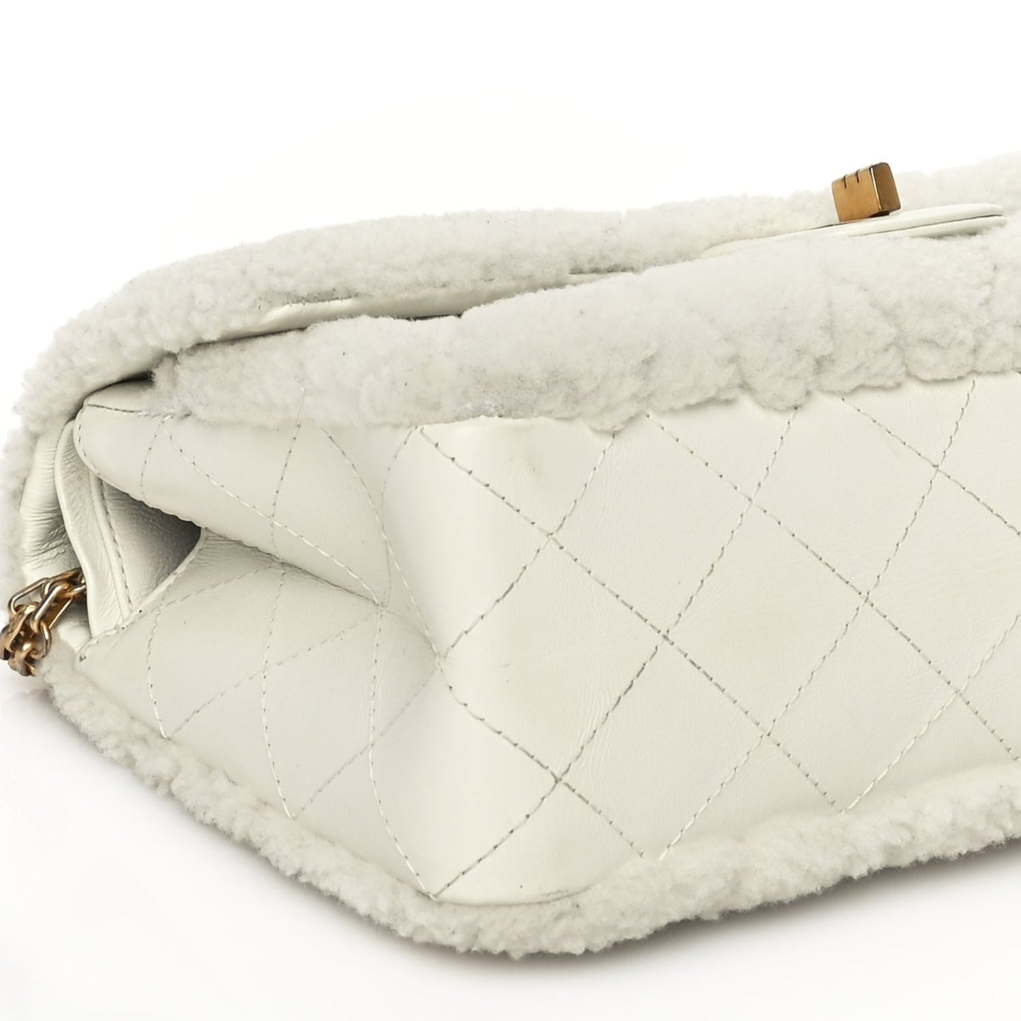 Shearling Lambskin Aged Calfskin Quilted 2.55 Reissue 225 Flap White