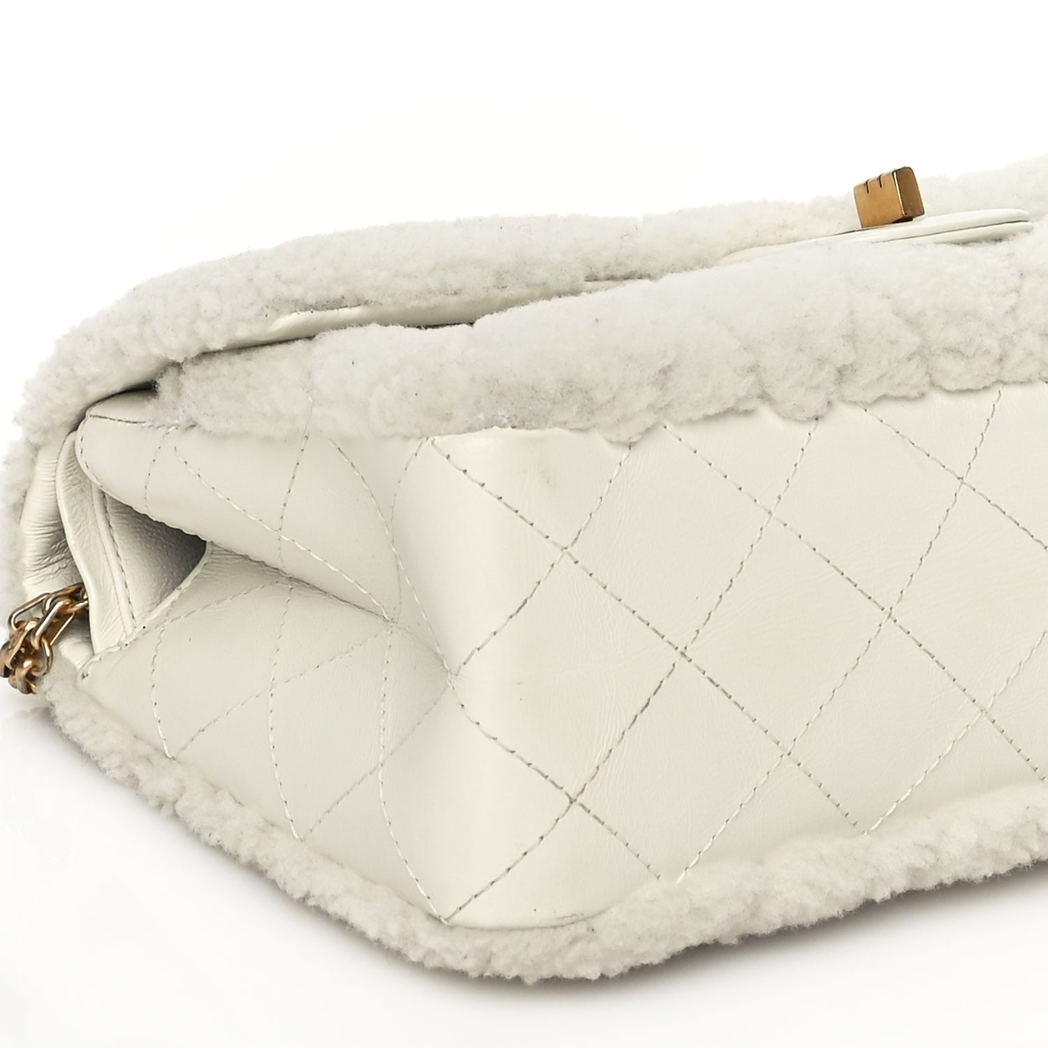 Chanel Shearling Lambskin Aged Calfskin Quilted 2.55 Reissue 225 Flap White 8 of 9
