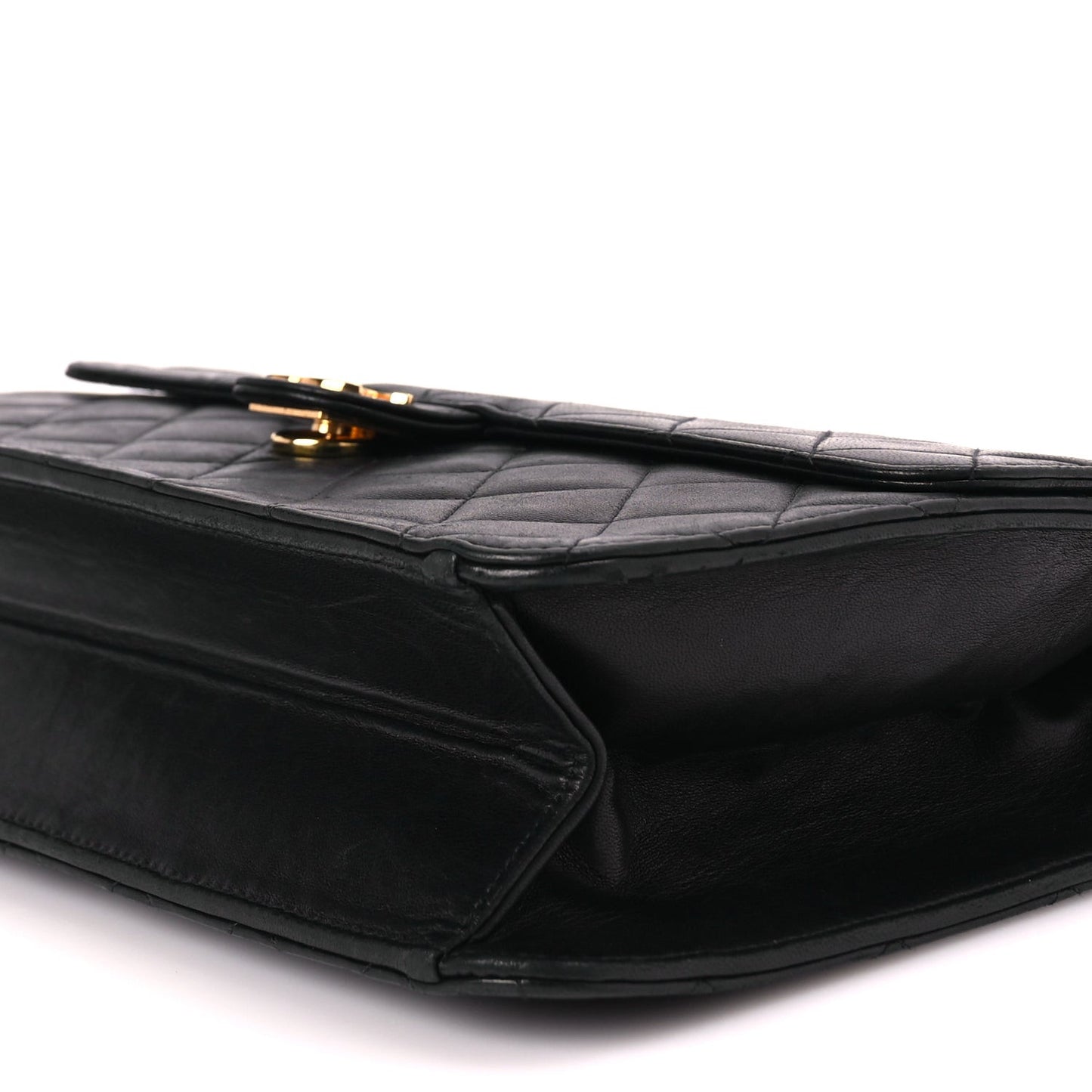 Lambskin Quilted Medium Single Flap Black