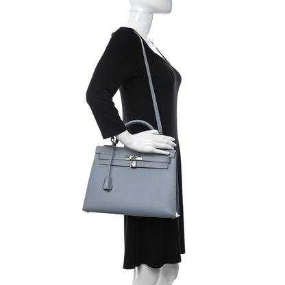 Hermes Epsom Kelly Sellier 32 Bleu Lin 2 of 20