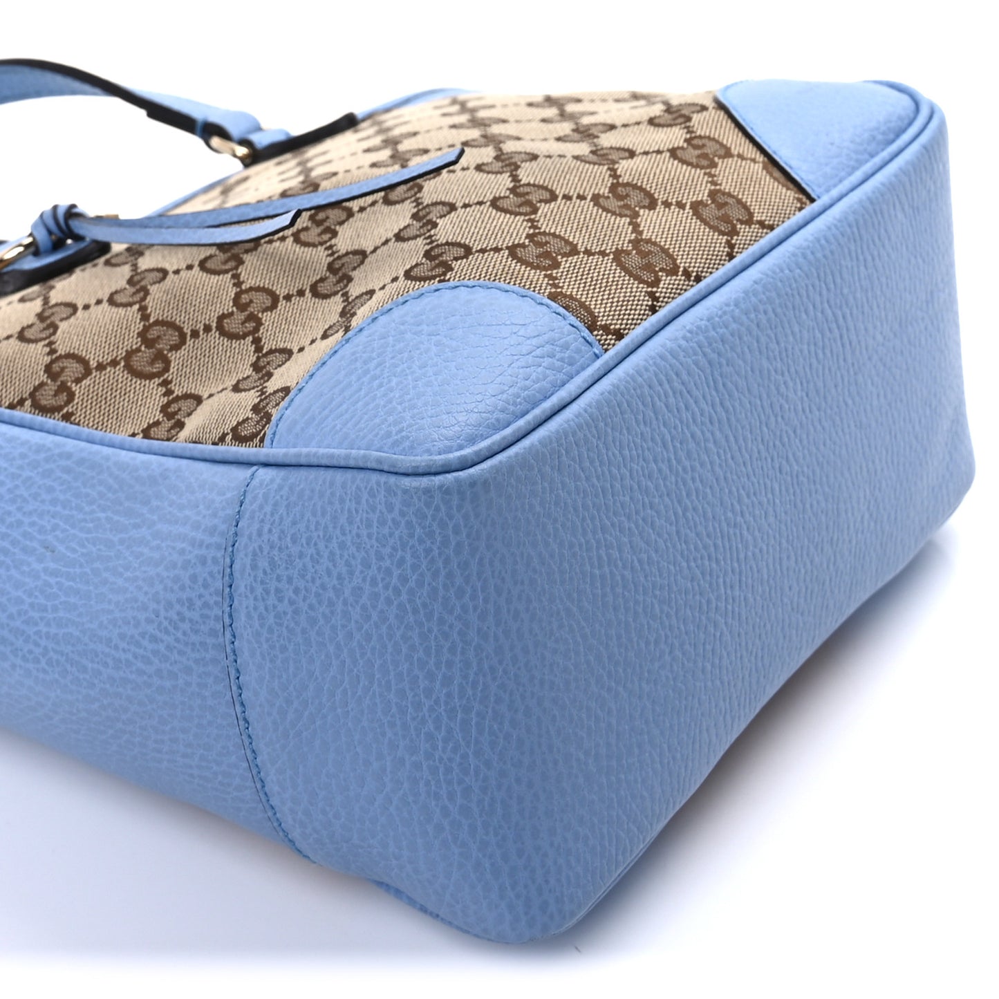 Monogram Dollar Calfskin Small Bree Tote Beige Ebony Mineral Blue