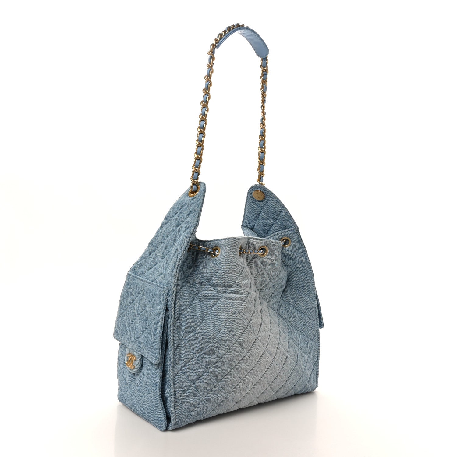 Chanel Washed Denim Quilted Medium Chanel 25 Handbag Blue 4 of 11