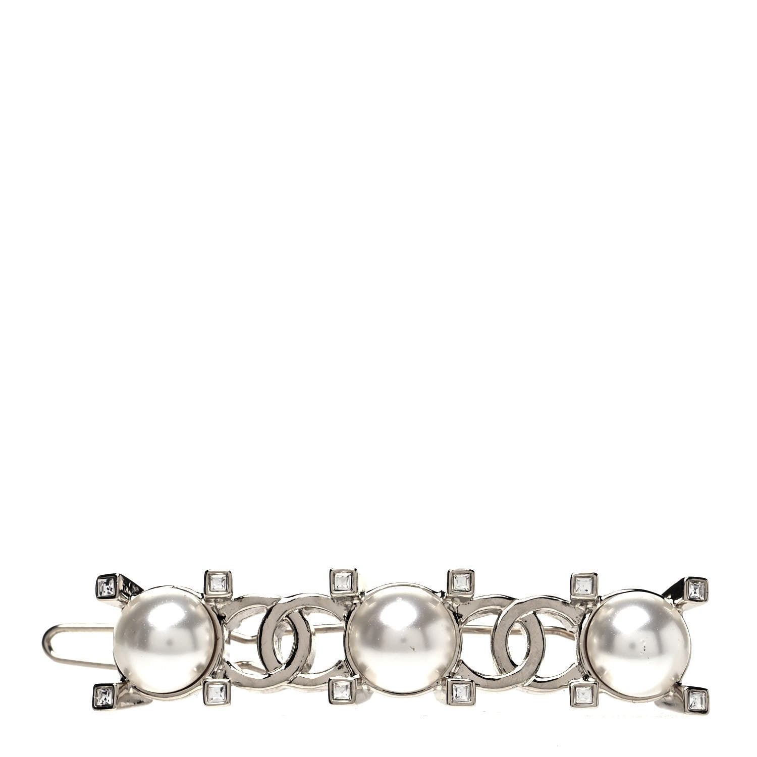 Chanel Pearl Crystal CC Hair Clip Gold 1 of 4
